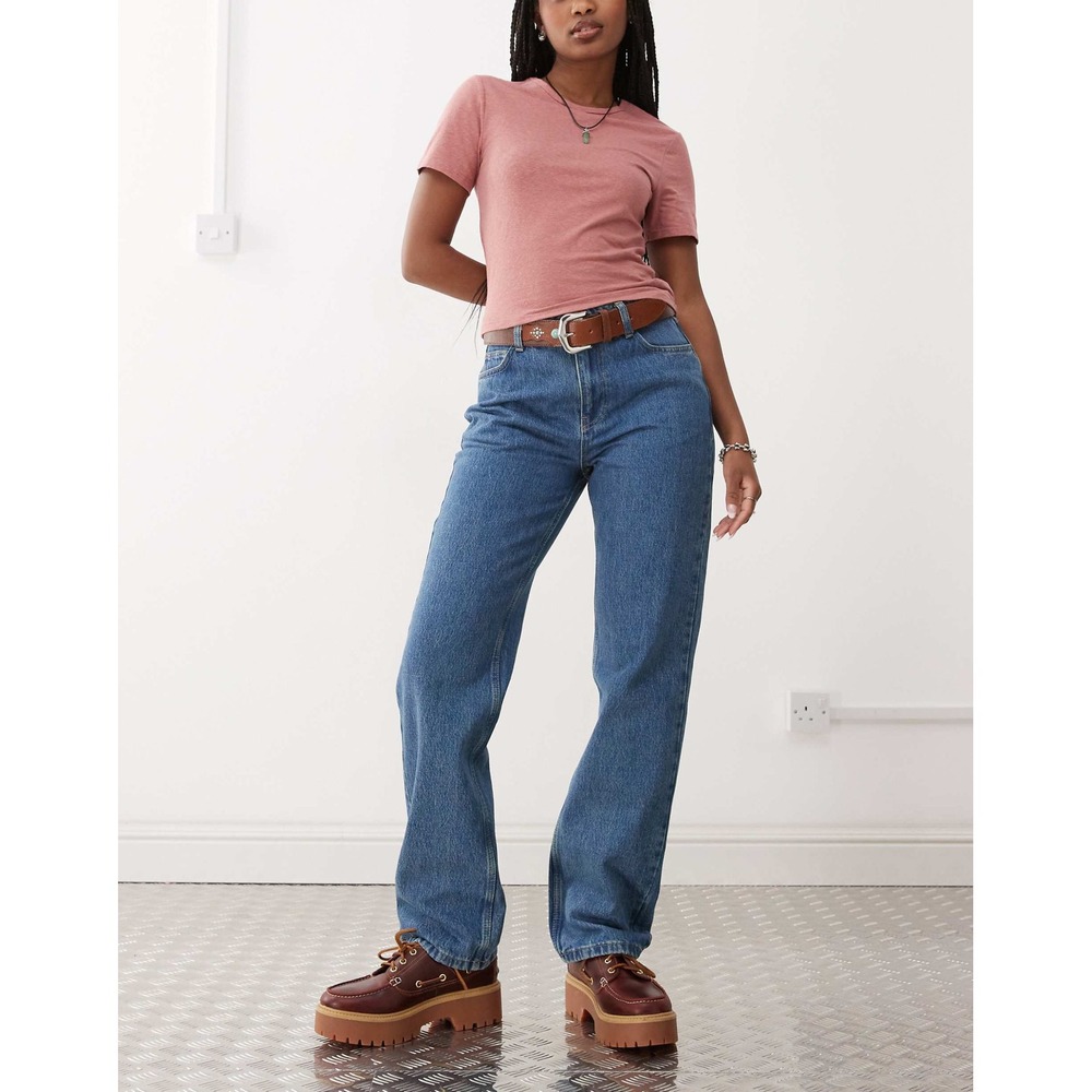 Reclaimed Vintage Women's 30 High Rise Straight Leg Relaxed Fit Blue Wash Jeans